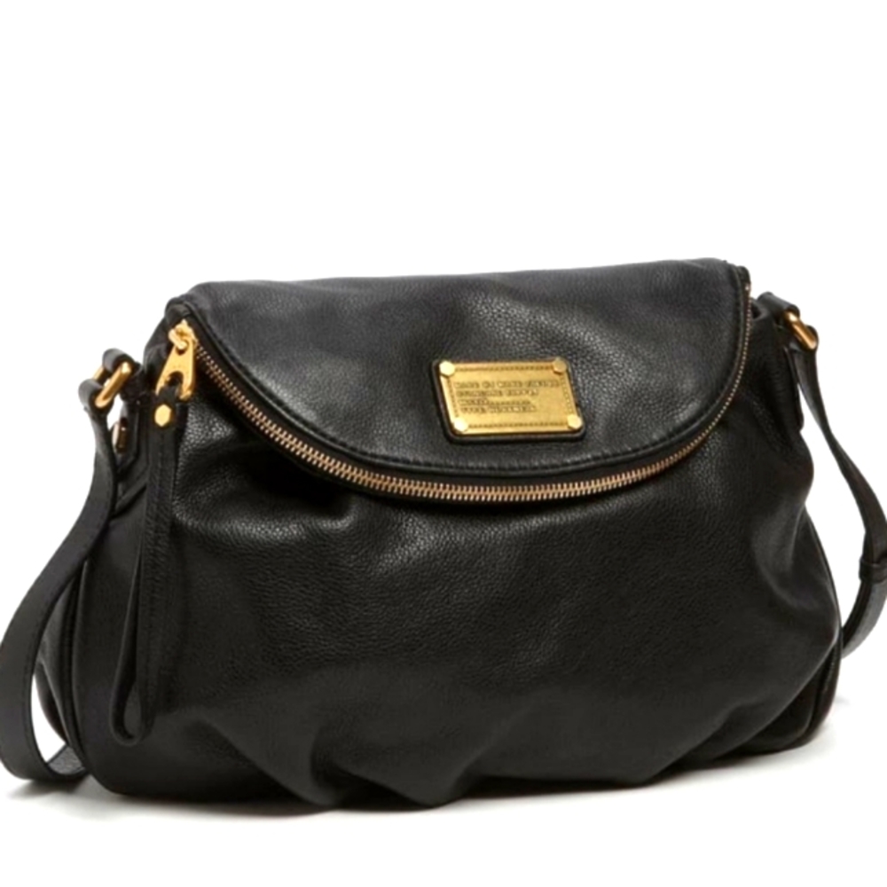 Marc By Marc Jacobs Black Leather Crossbody Bag with Gold Hardware